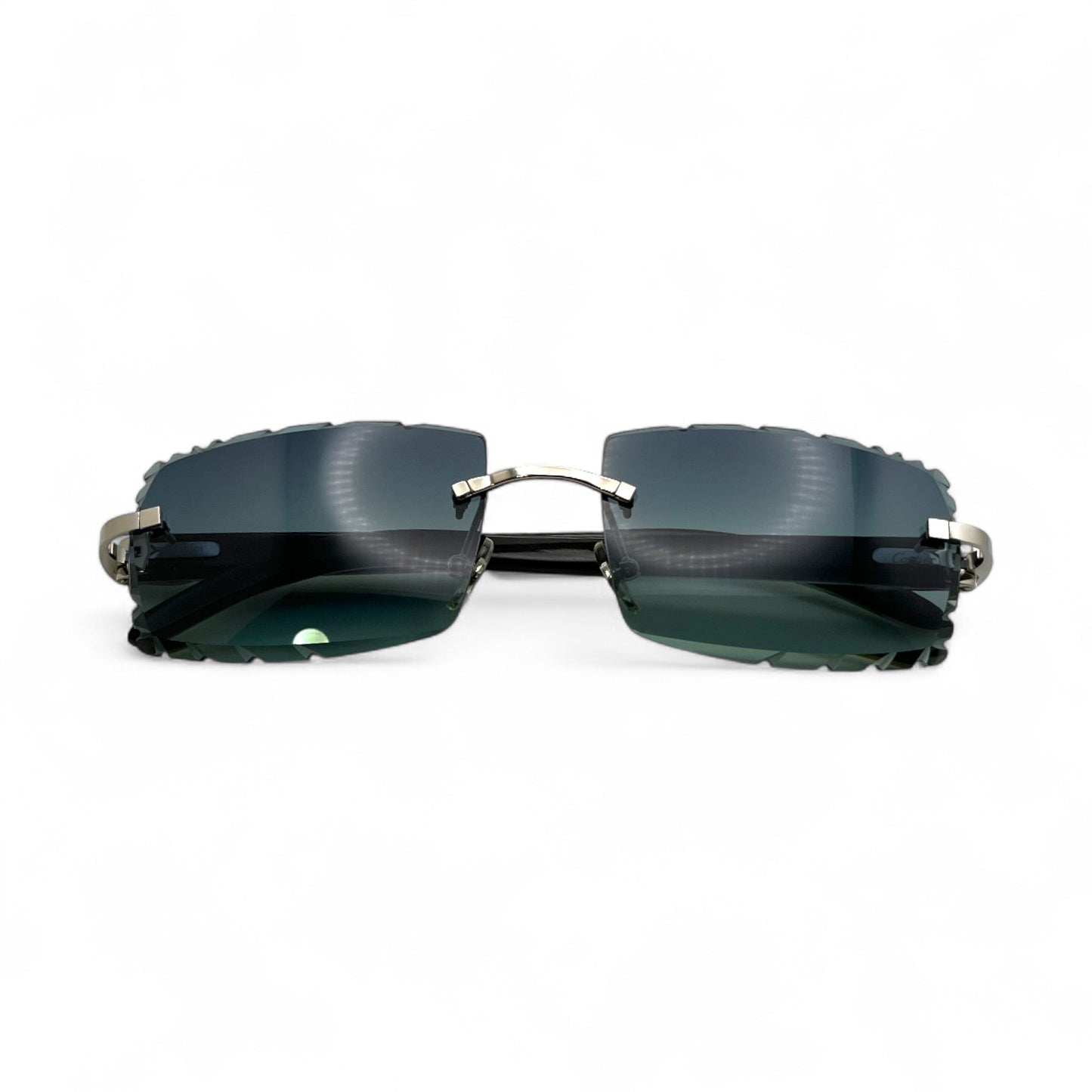 C Decor Buffs (Diamond Cut) - Silver White Genuine Horn Sunglasses (2020s) - Luxury Optical