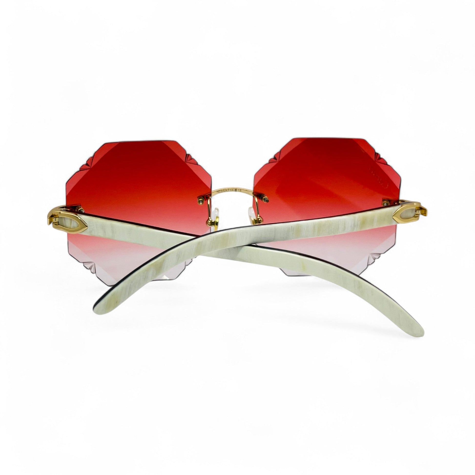 C Decor Buffs (Diamond Cut) - Silver White Genuine Horn Sunglasses (2020s) - Luxury Optical