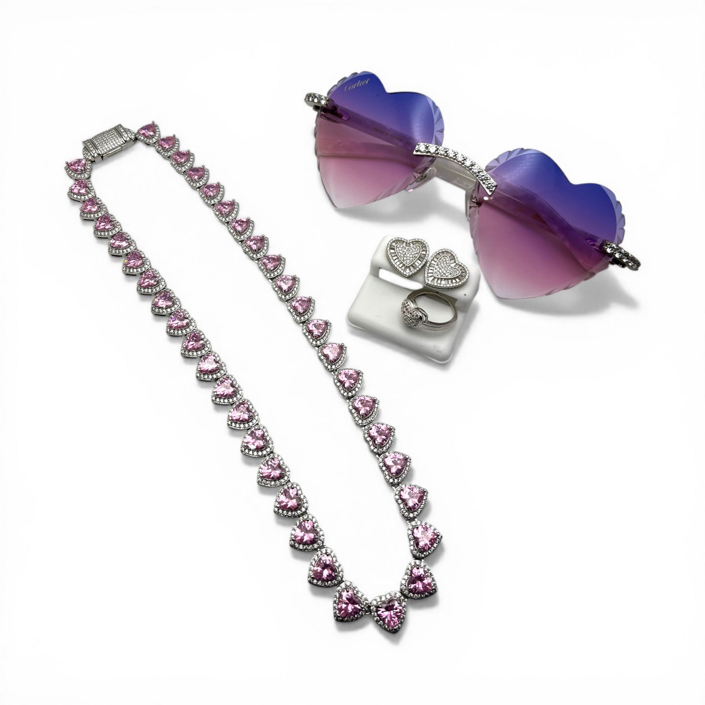 Prom Luxury Set: Custom C Decor Purple & Pink Hearts & Jewelry