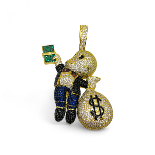 Grasping Bills Pendant - Gold w/ CZ Diamonds