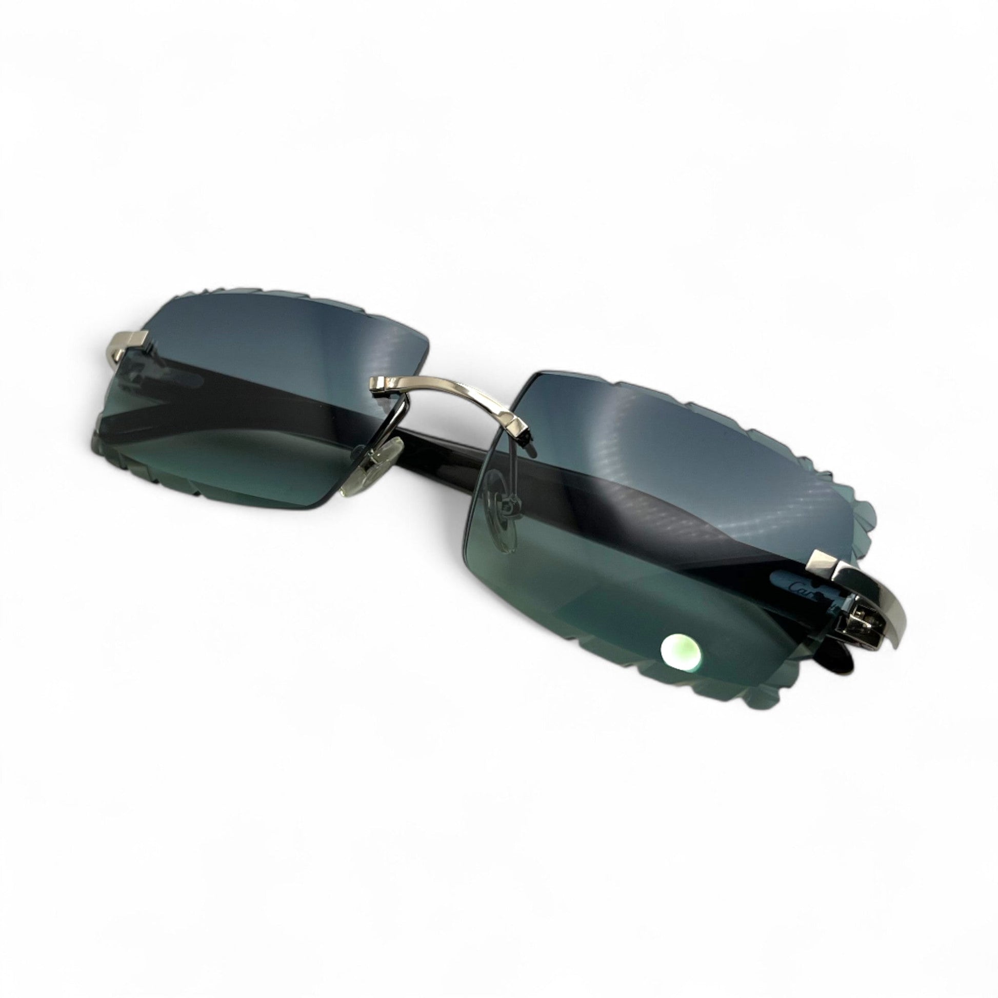 C Decor Buffs (Diamond Cut) - Silver White Genuine Horn Sunglasses (2020s) - Luxury Optical