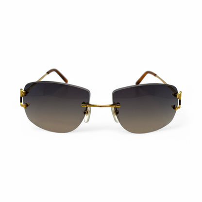 CT0008RS Authentic Cartier Big C - Gold Wires Sunglasses w/ Dark Gray to Tan Gradient Lenses (2010s)