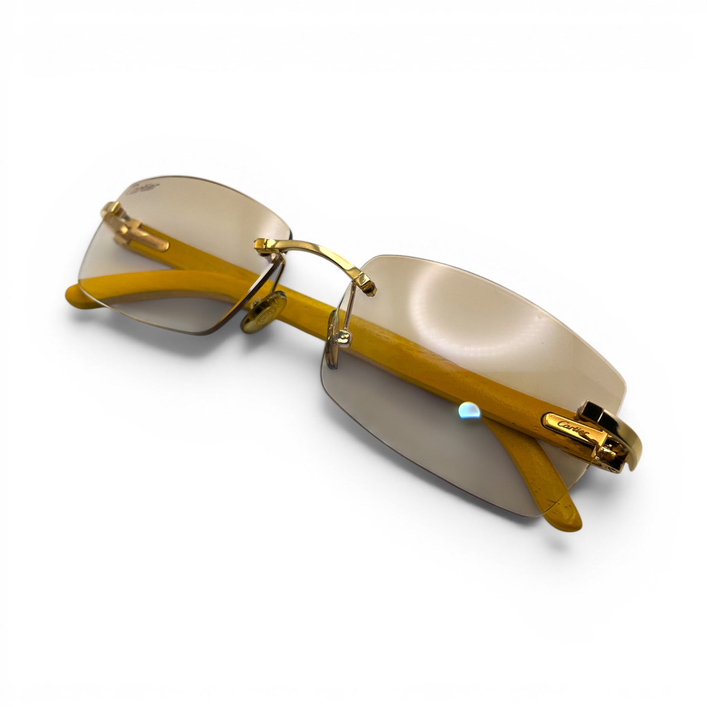 C Decor Woods - 56-18 Mustard Wood Sunglasses w/ Rectangle Light Brown Lenses - Gold Set (2010) C