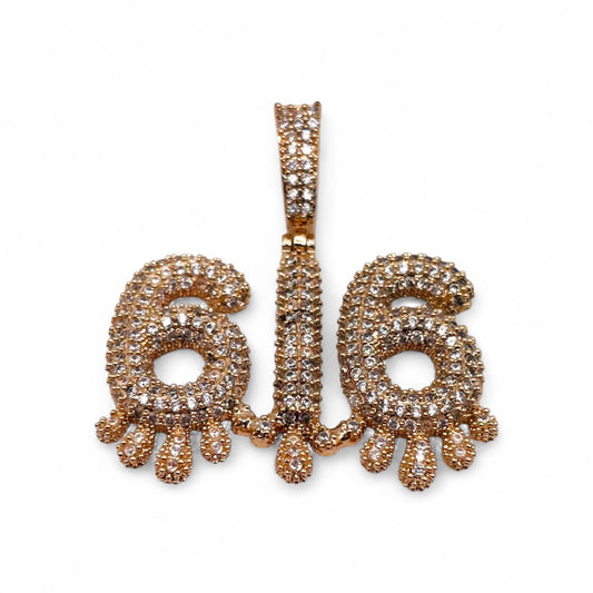 616 Drip Pendant - Rose Gold w/ CZ Diamonds
