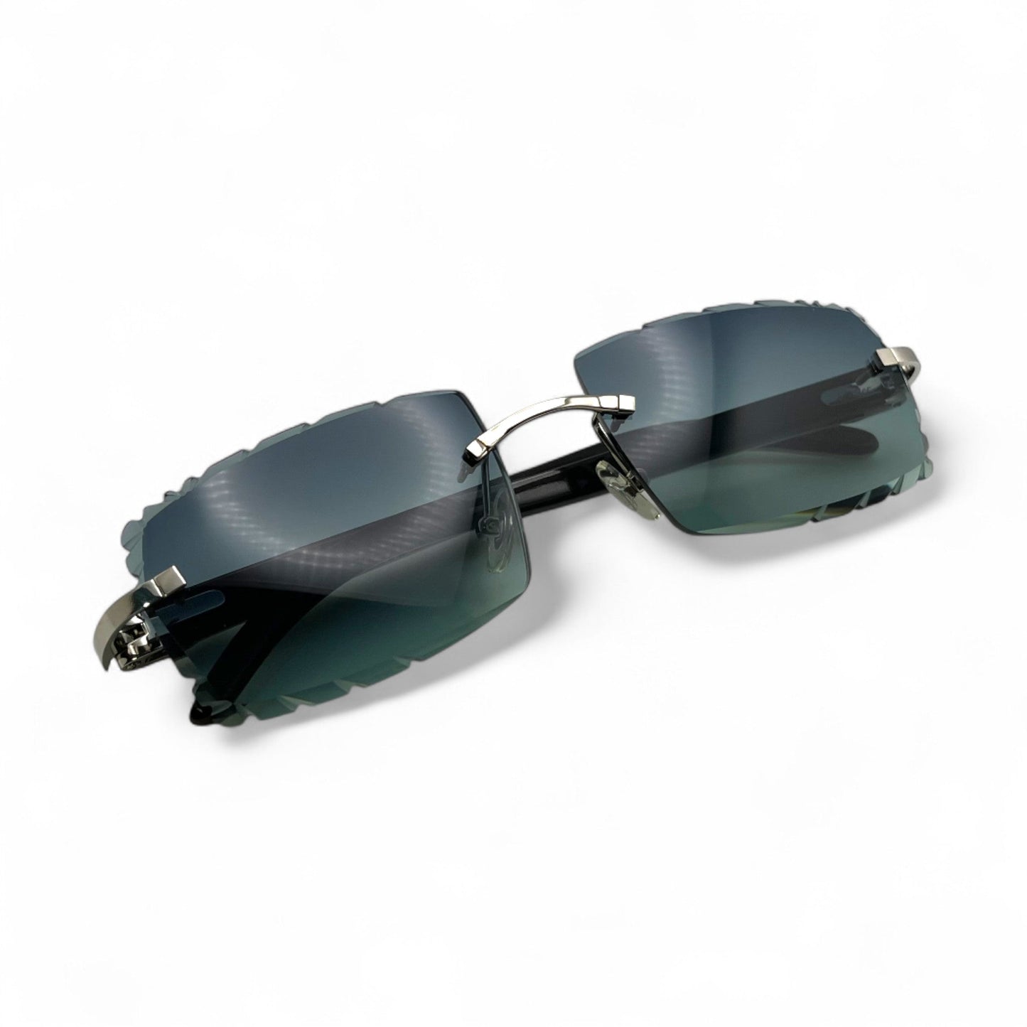 C Decor Buffs (Diamond Cut) - Silver White Genuine Horn Sunglasses (2020s) - Luxury Optical
