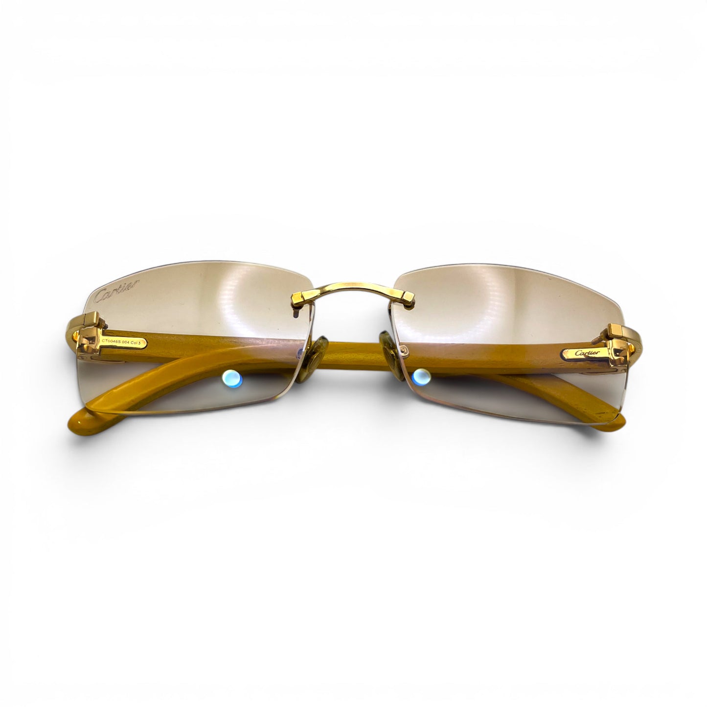 C Decor Woods - 56-18 Mustard Wood Sunglasses w/ Rectangle Light Brown Lenses - Gold Set (2010) C