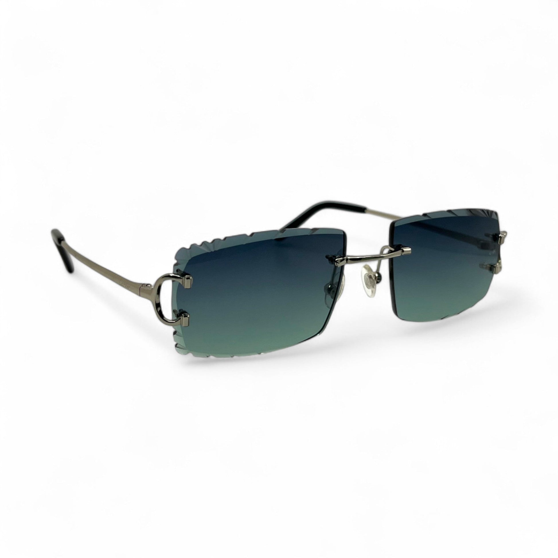 Big C Decor (Diamond Cut) - Silver Wires Sunglasses w/ Custom Lenses (2020s) - Luxury Optical