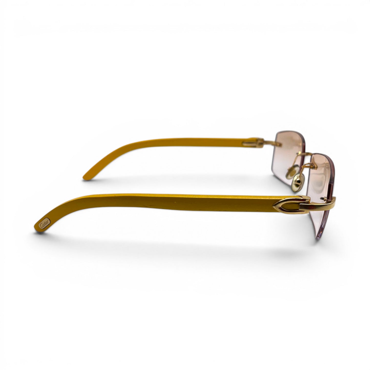 C Decor Woods - 56-18 Mustard Wood Sunglasses w/ Rectangle Light Brown Lenses - Gold Set (2010) C