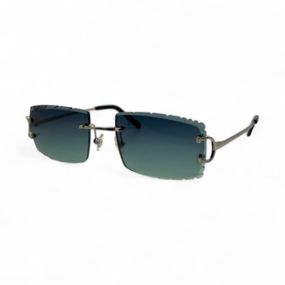 Big C Decor (Diamond Cut) - Silver Wires Sunglasses w/ Custom Lenses (2020s) - Luxury Optical