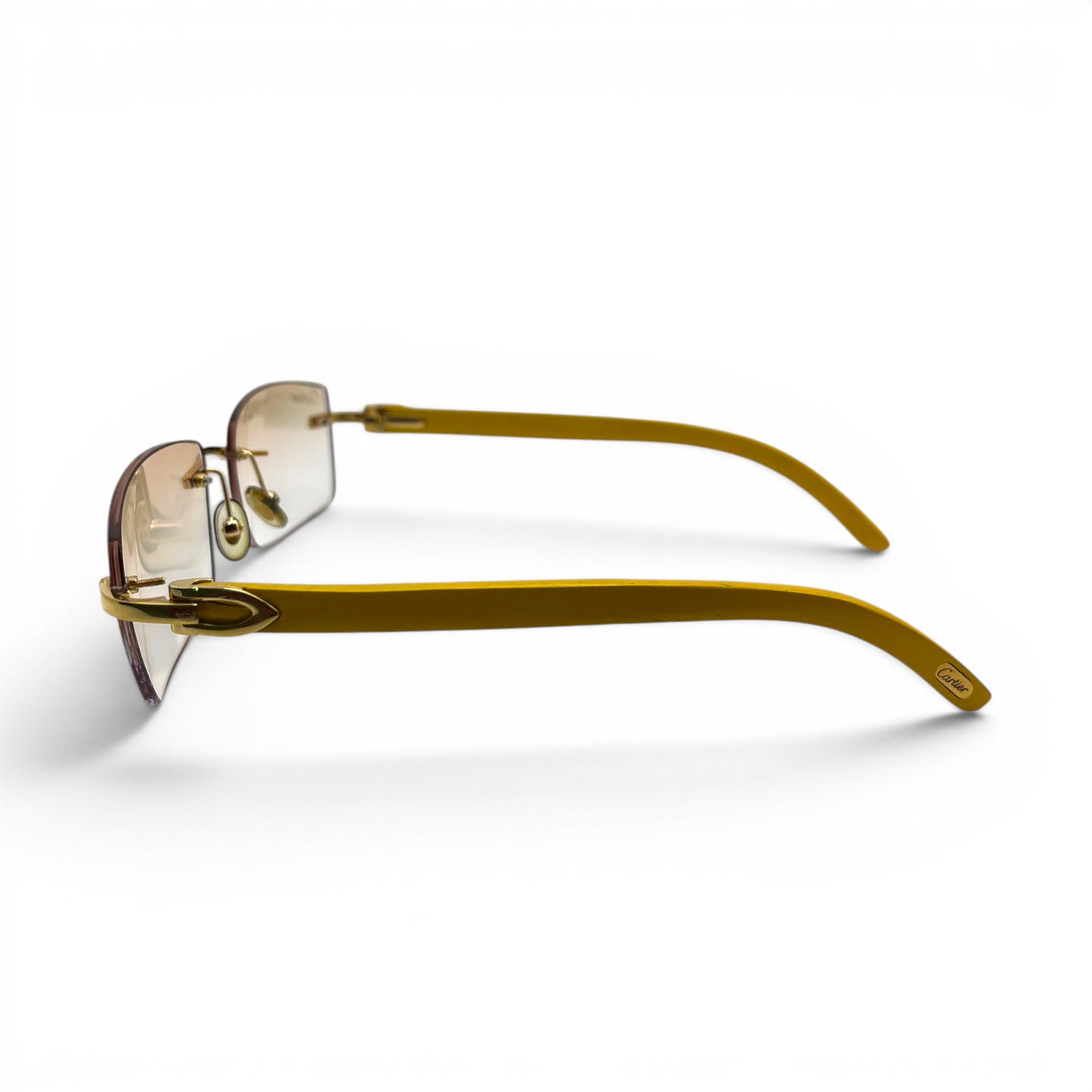 C Decor Woods - 56-18 Mustard Wood Sunglasses w/ Rectangle Light Brown Lenses - Gold Set (2010) C