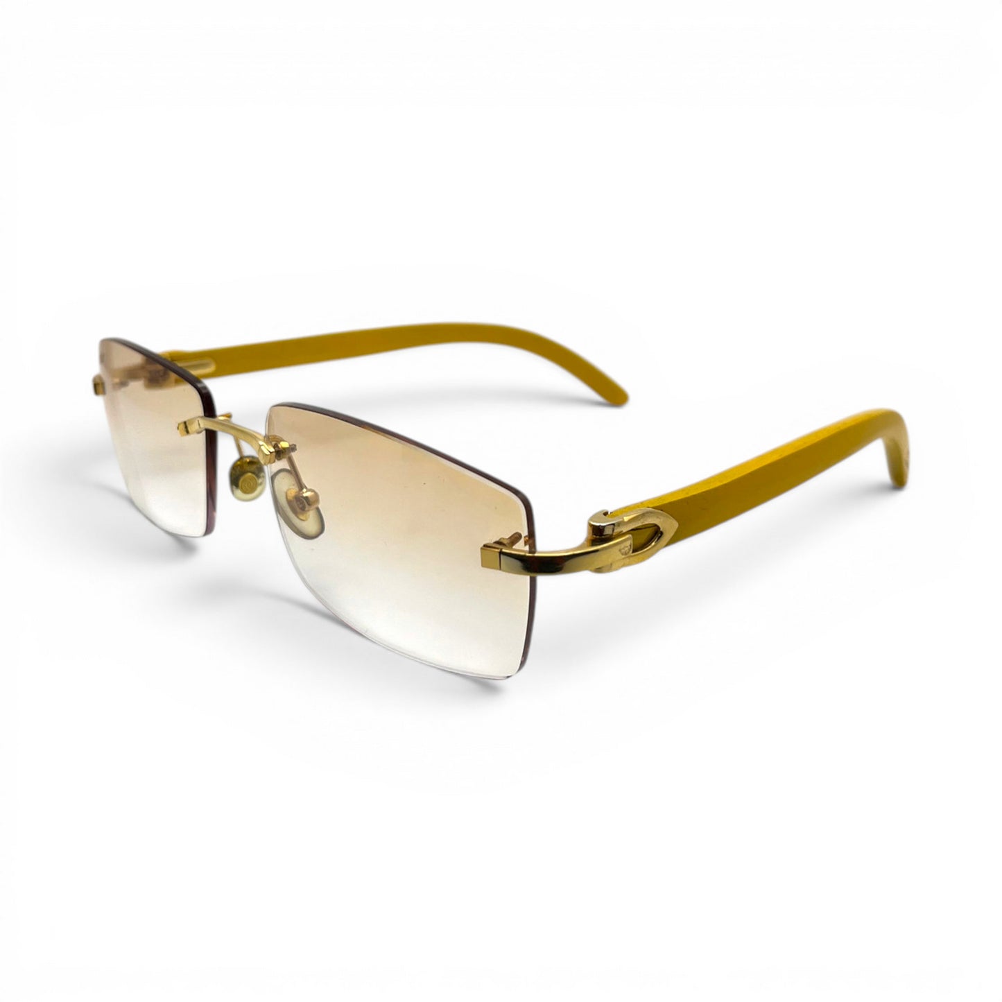 C Decor Woods - 56-18 Mustard Wood Sunglasses w/ Rectangle Light Brown Lenses - Gold Set (2010) C