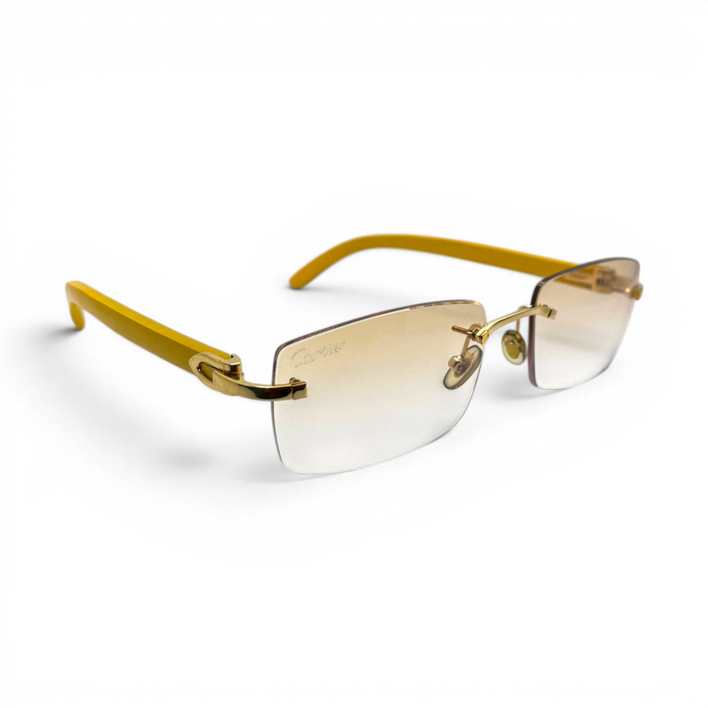 C Decor Woods - 56-18 Mustard Wood Sunglasses w/ Rectangle Light Brown Lenses - Gold Set (2010) C