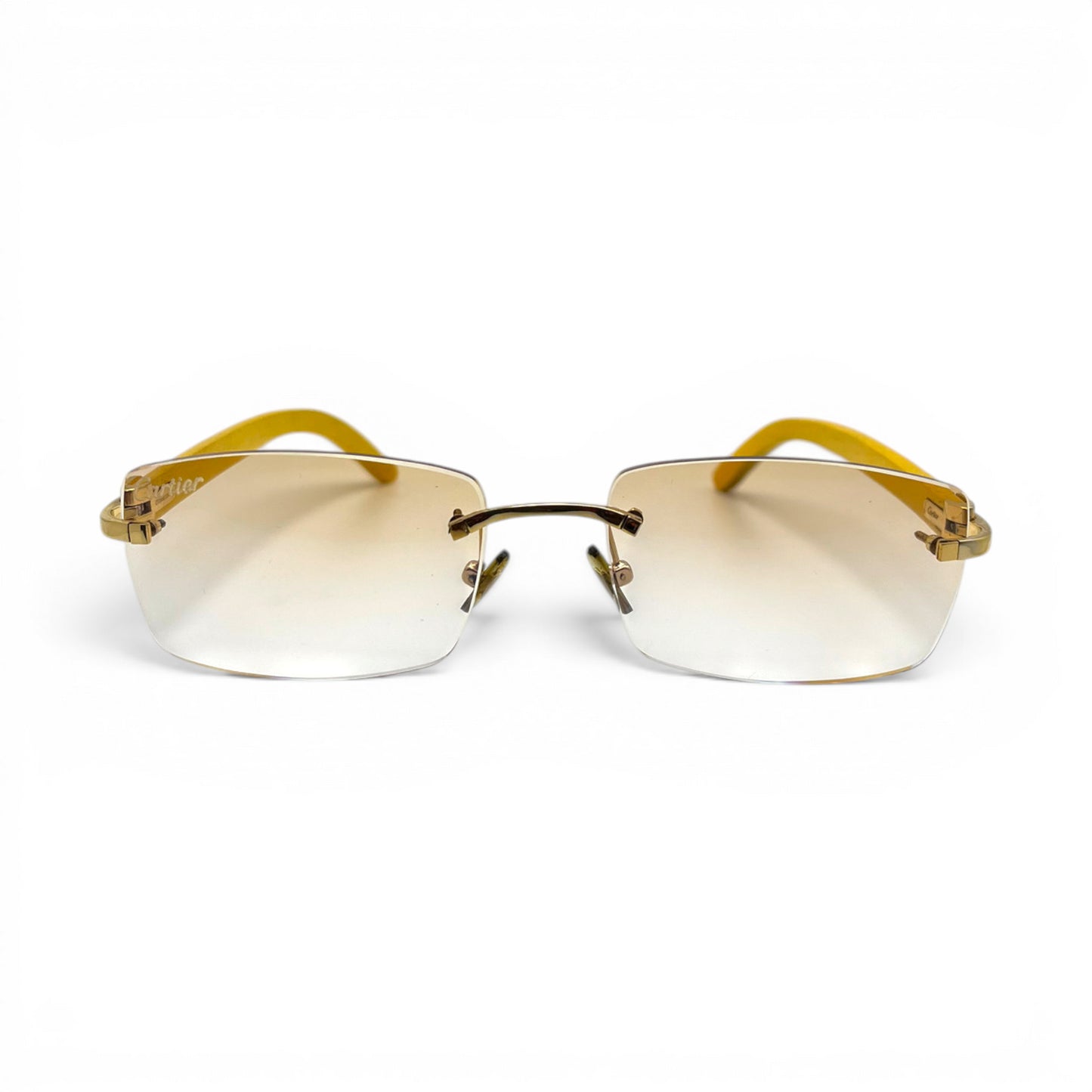 C Decor Woods - 56-18 Mustard Wood Sunglasses w/ Rectangle Light Brown Lenses - Gold Set (2010) C
