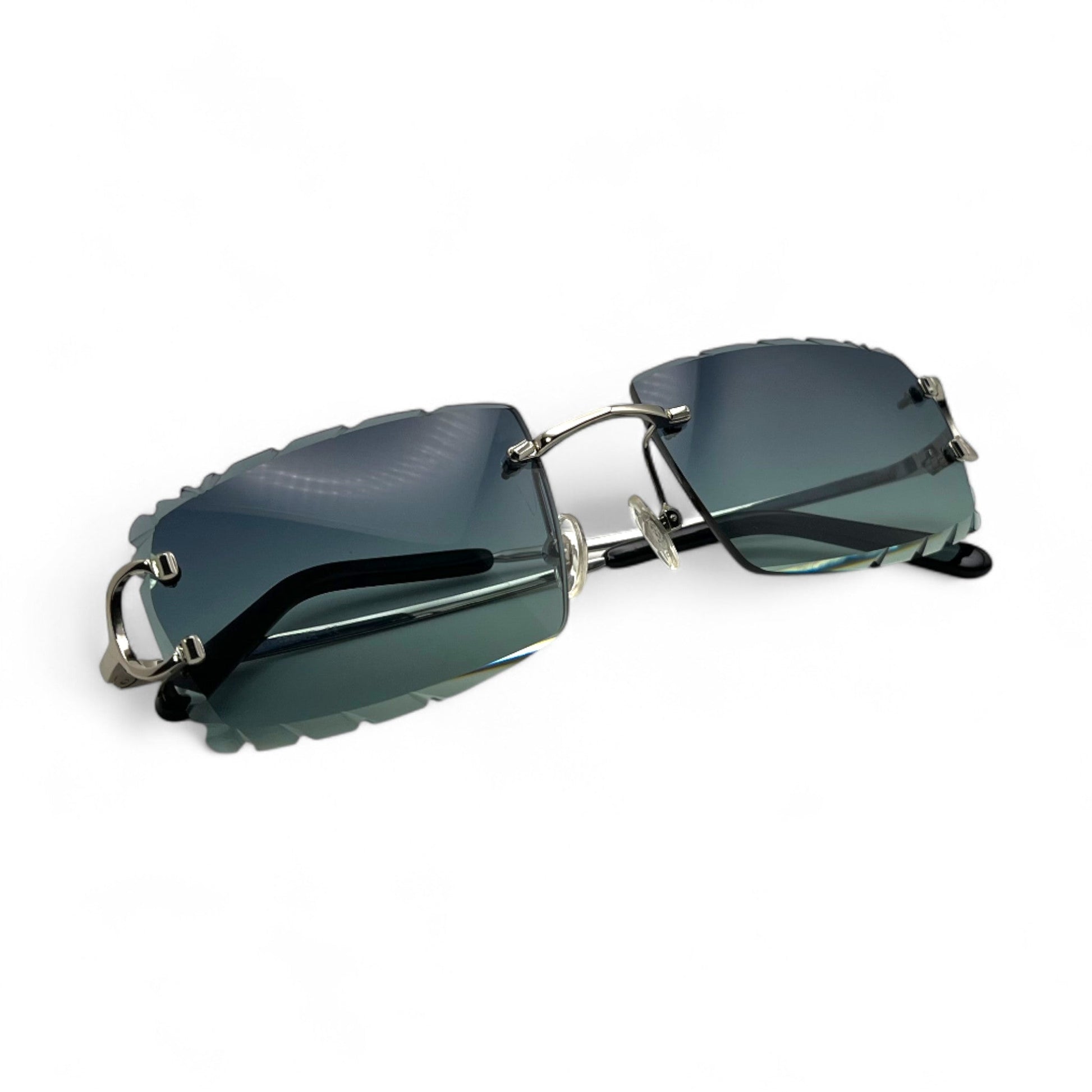 Big C Decor (Diamond Cut) - Silver Wires Sunglasses w/ Custom Lenses (2020s) - Luxury Optical