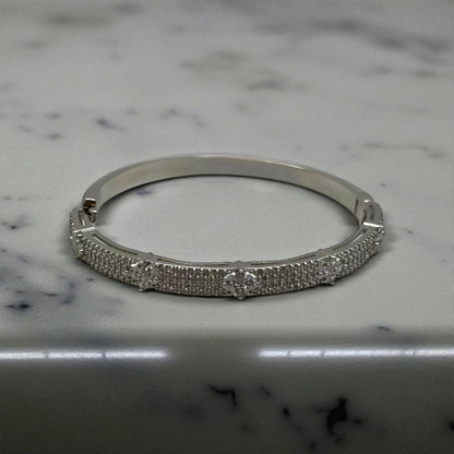 Straight Full-Diamond Bracelet - Silver