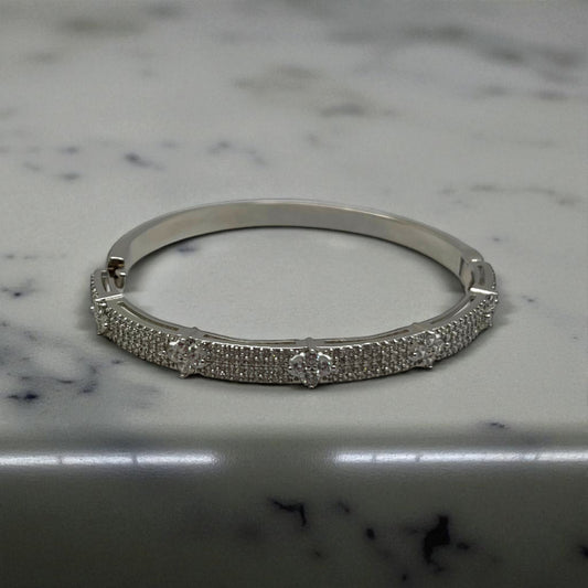 Straight Full-Diamond Bracelet - Silver