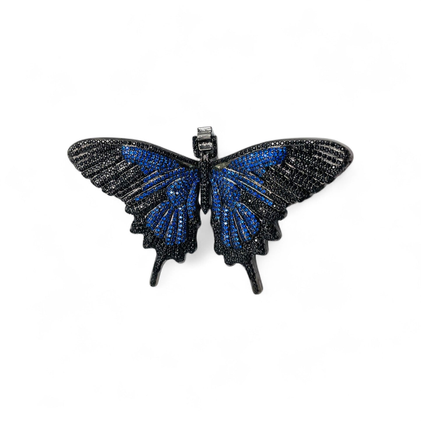Butterfly Pendant - Black w/ Black and Blue Stones