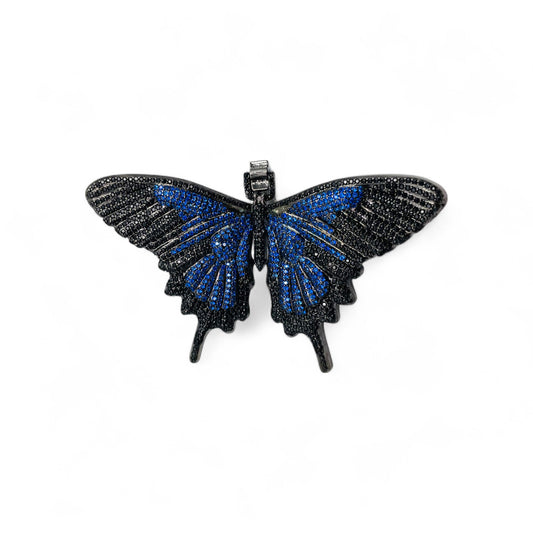 Butterfly Pendant - Black w/ Black and Blue Stones