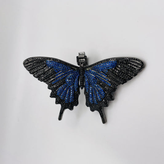 Butterfly Pendant - Black w/ Black and Blue Stones