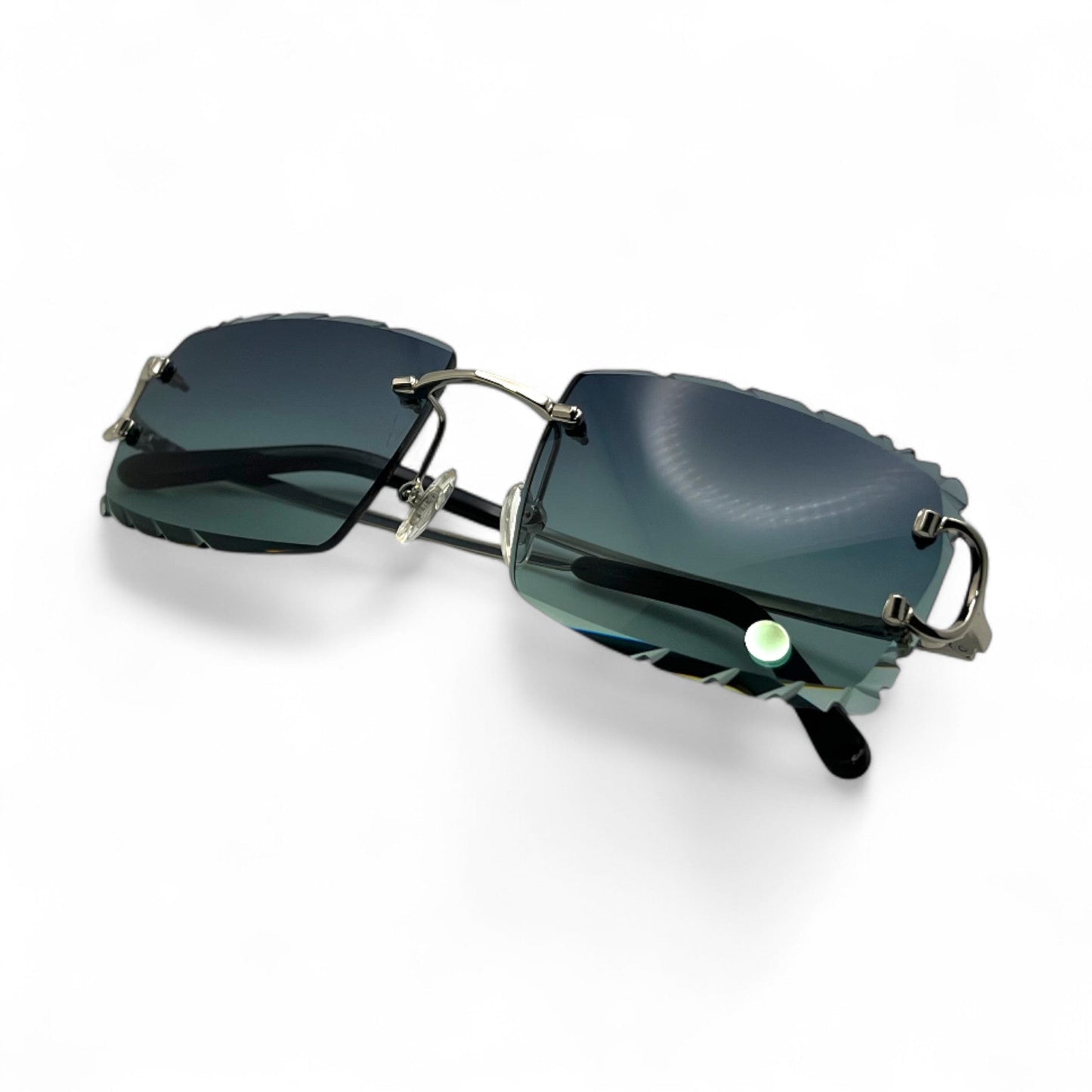 Big C Decor (Diamond Cut) - Silver Wires Sunglasses w/ Custom Lenses (2020s) - Luxury Optical