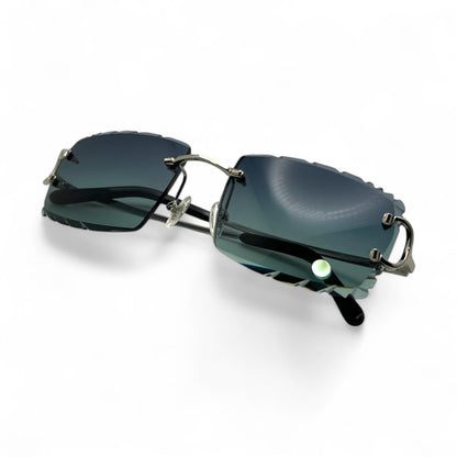 Big C Decor (Diamond Cut) - Silver Wires Sunglasses w/ Custom Lenses (2020s) - Luxury Optical