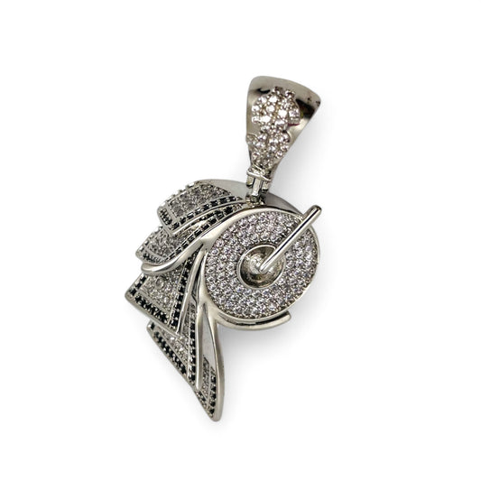 Bill Roll Pendant - Stainless w/ CZ Diamonds