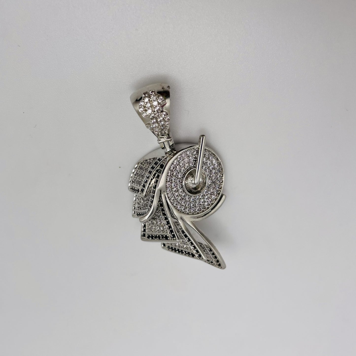 Bill Roll Pendant - Stainless w/ CZ Diamonds