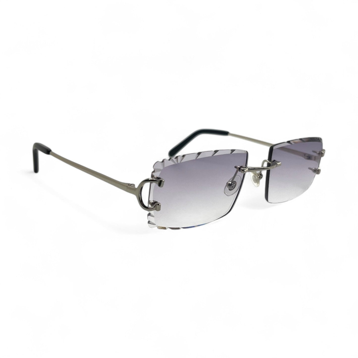 Big C Decor (Diamond Cut) - Silver Wires Sunglasses w/ Custom Lenses (2020s) - Luxury Optical
