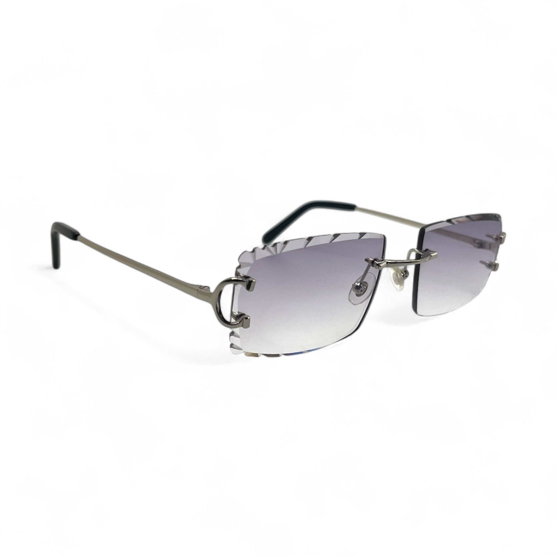 Big C Decor (Diamond Cut) - Silver Wires Sunglasses w/ Custom Lenses (2020s) - Luxury Optical
