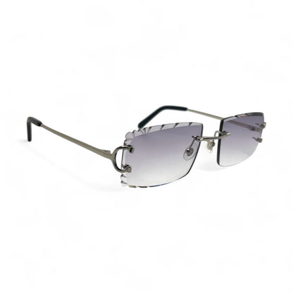 Big C Decor (Diamond Cut) - Silver Wires Sunglasses w/ Custom Lenses (2020s) - Luxury Optical