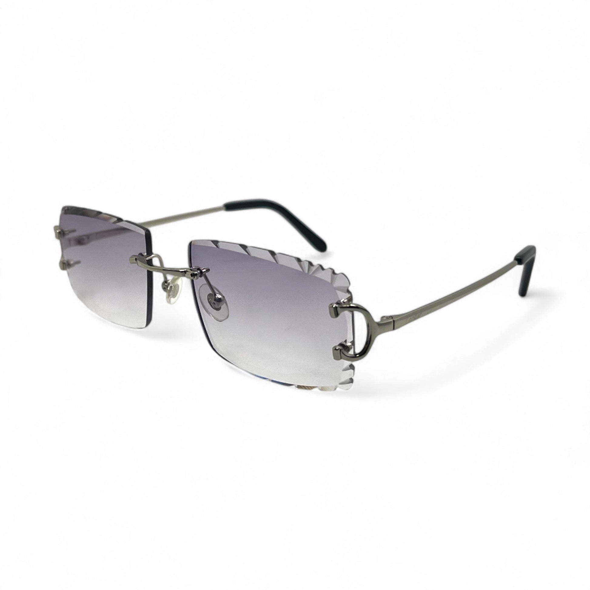 Big C Decor (Diamond Cut) - Silver Wires Sunglasses w/ Custom Lenses (2020s) - Luxury Optical