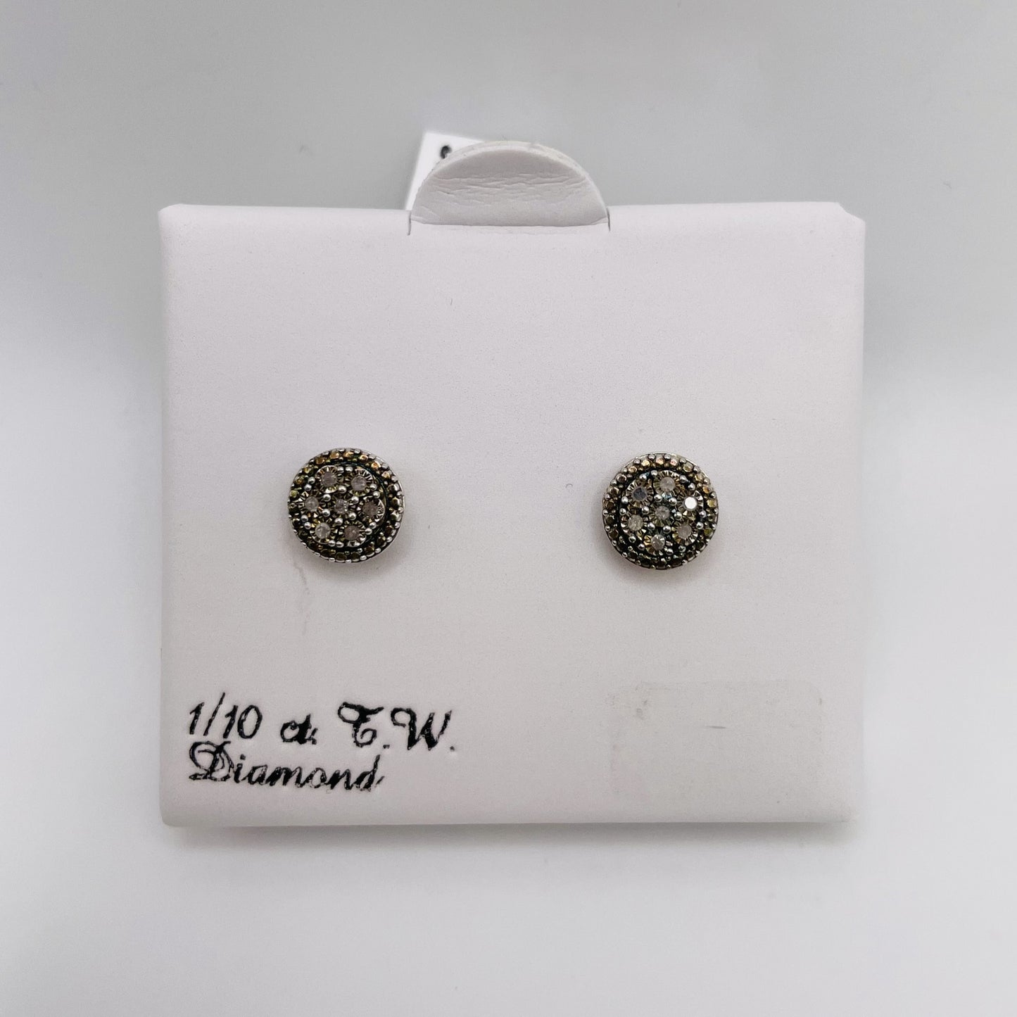 Flower Set Earrings - Silver w/ Diamonds