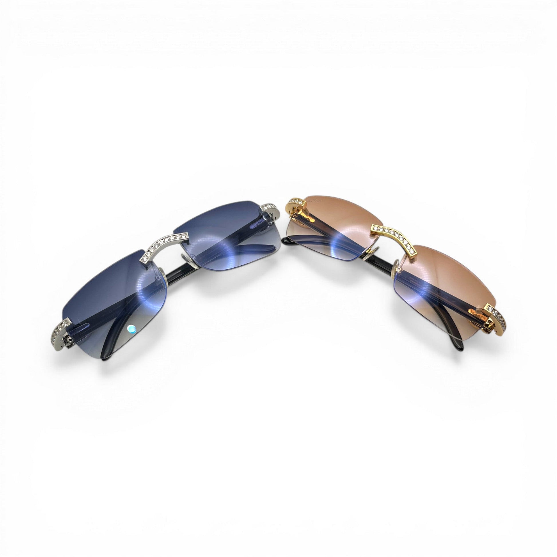 C Decor Iced (Moissanite - Cafr Genuine)- Custom Buffs & Woods Sunglasses & Diamonds Set (2020s) - Luxury Optical