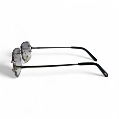 Big C Decor (Diamond Cut) - Silver Wires Sunglasses w/ Custom Lenses (2020s) - Luxury Optical