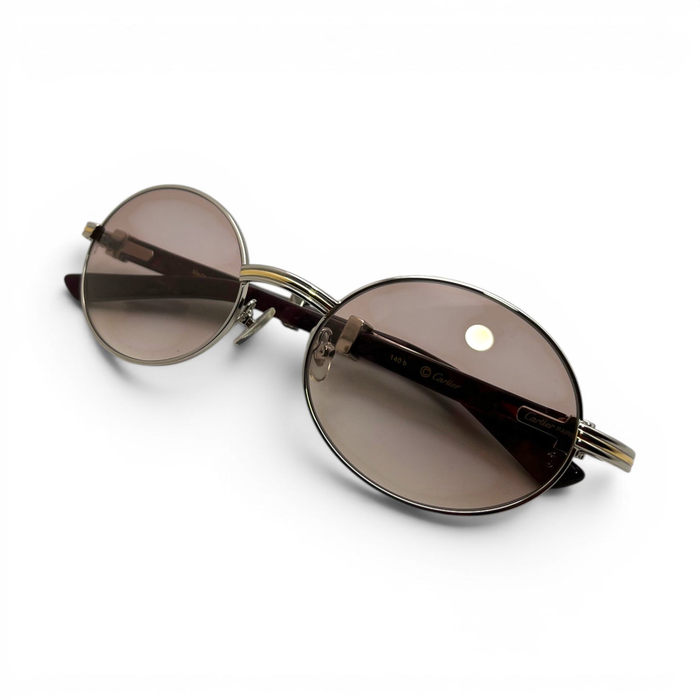 Giverny - 55-22 Black Composite Sunglasses w/ Oval Hennessy Lenses - Silver Frame (90s) C