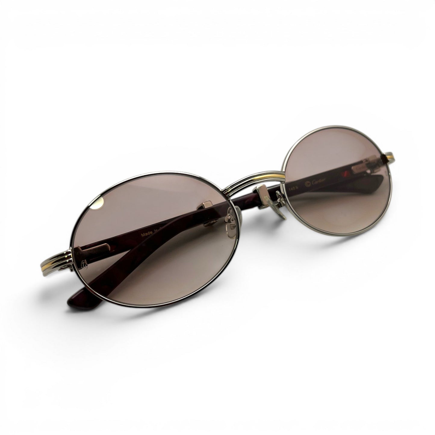Giverny - 55-22 Black Composite Sunglasses w/ Oval Hennessy Lenses - Silver Frame (90s) C