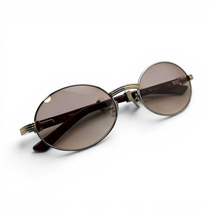 Giverny - 55-22 Black Composite Sunglasses w/ Oval Hennessy Lenses - Silver Frame (90s) C