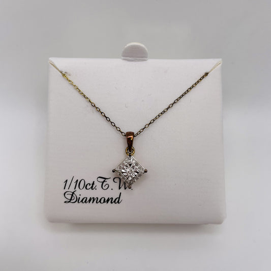 Squared Diamond Necklace - Gold Plated