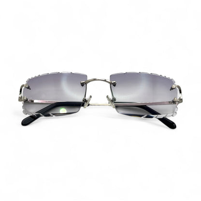Big C Decor (Diamond Cut) - Silver Wires Sunglasses w/ Custom Lenses (2020s) - Luxury Optical