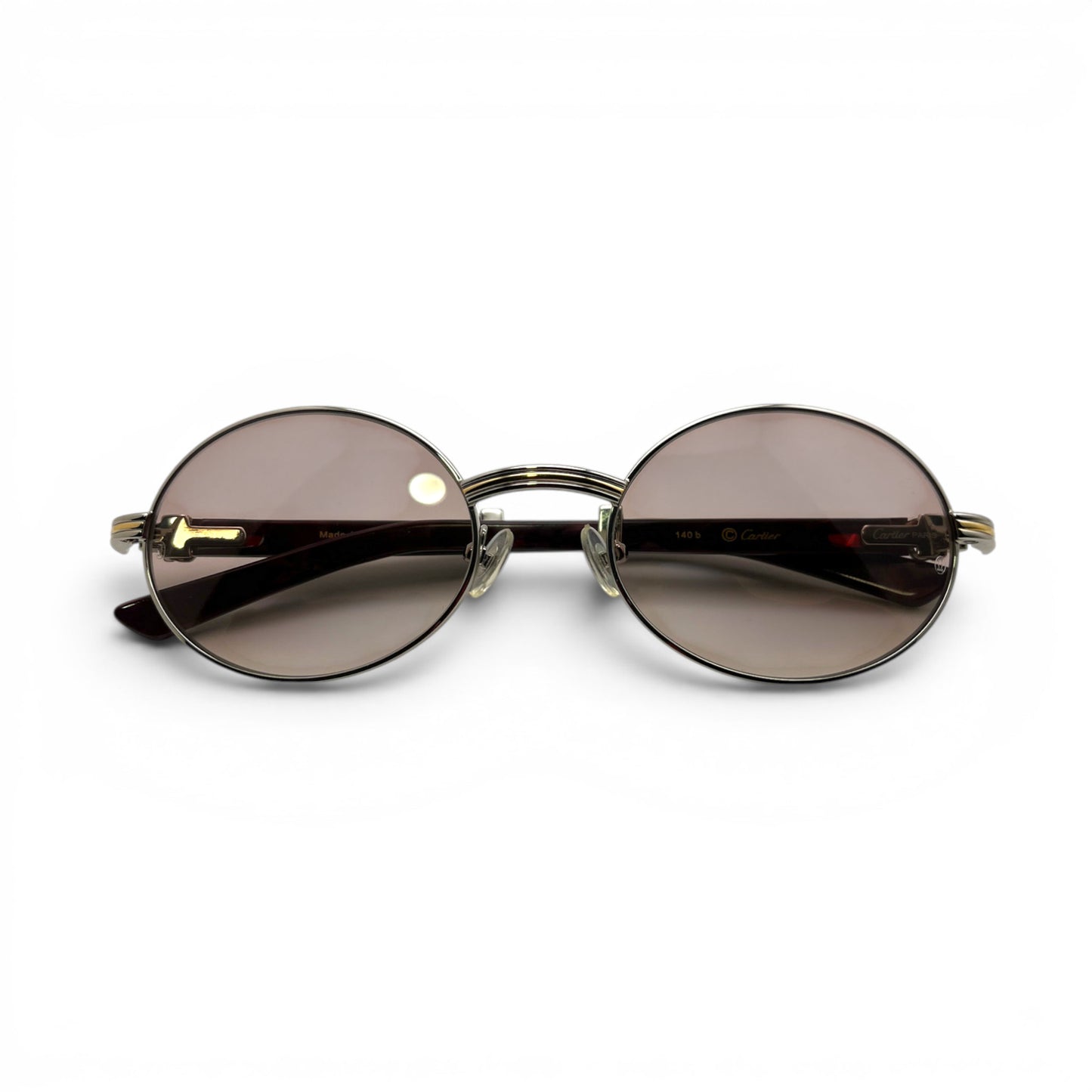Giverny - 55-22 Black Composite Sunglasses w/ Oval Hennessy Lenses - Silver Frame (90s) C