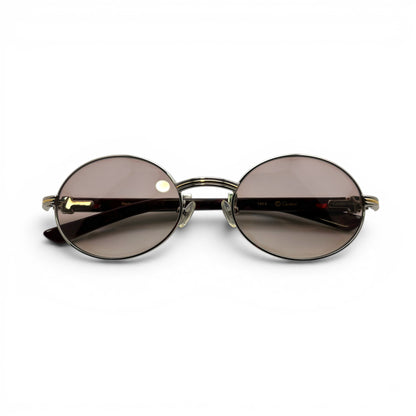 Giverny - 55-22 Black Composite Sunglasses w/ Oval Hennessy Lenses - Silver Frame (90s) C