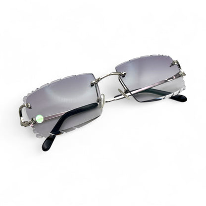 Big C Decor (Diamond Cut) - Silver Wires Sunglasses w/ Custom Lenses (2020s) - Luxury Optical