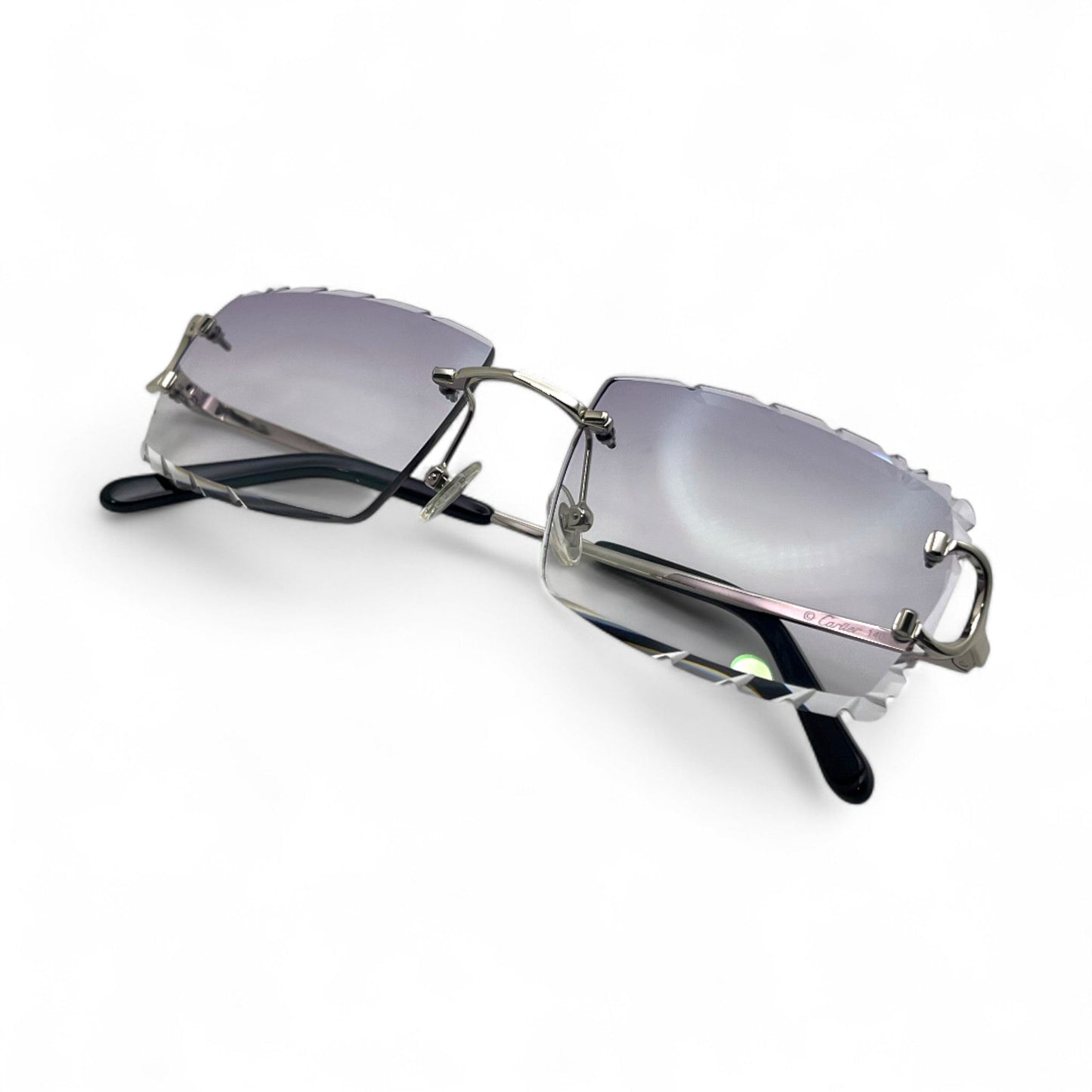Big C Decor (Diamond Cut) - Silver Wires Sunglasses w/ Custom Lenses (2020s) - Luxury Optical