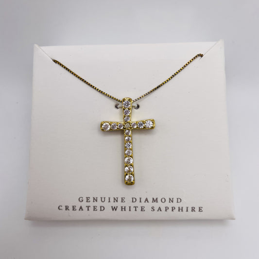 Diamonds Cross Necklace - Gold Plated