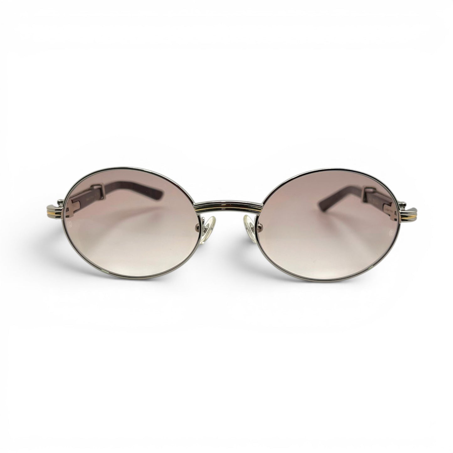 Giverny - 55-22 Black Composite Sunglasses w/ Oval Hennessy Lenses - Silver Frame (90s) C