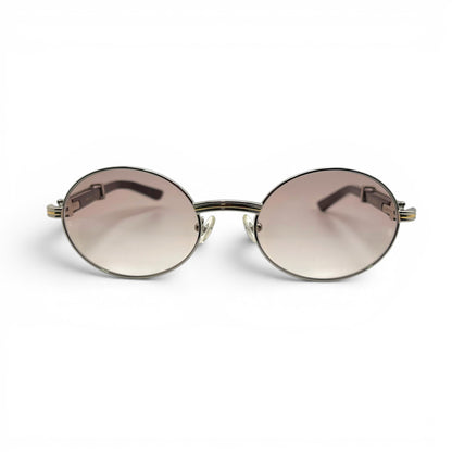 Giverny - 55-22 Black Composite Sunglasses w/ Oval Hennessy Lenses - Silver Frame (90s) C