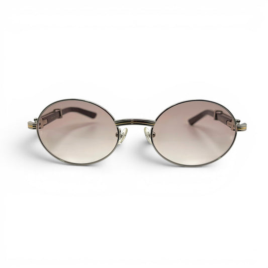 Giverny - 55-22 Black Composite Sunglasses w/ Oval Hennessy Lenses - Silver Frame (90s) C