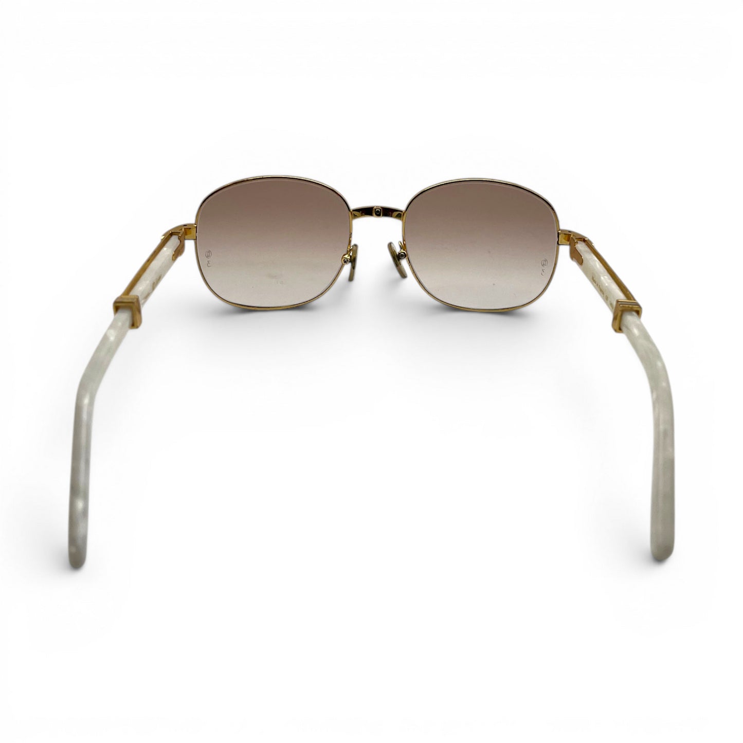 Premiere - 56-16 White Composite Marbles Sunglasses w/ Round Hennessy Lenses - Gold Frame C