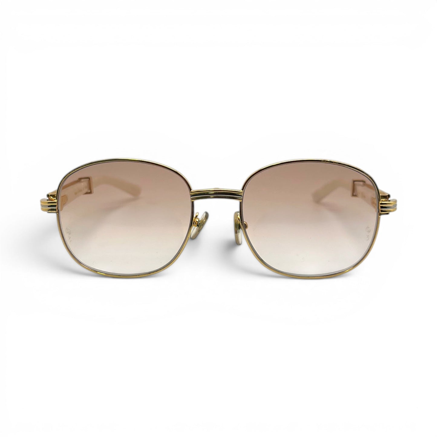 Premiere - 56-16 White Composite Marbles Sunglasses w/ Round Hennessy Lenses - Gold Frame C