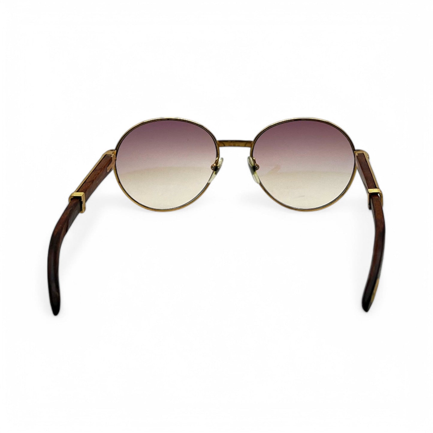 Authentic Cartier Bagatelle - 55-18 Vintage Gold Woods Sunglasses  w/ Brown Lenses (90s)